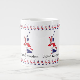 Caneca De Café Grande Bandeira do Reino Unido Dentro do Design do Mapa -