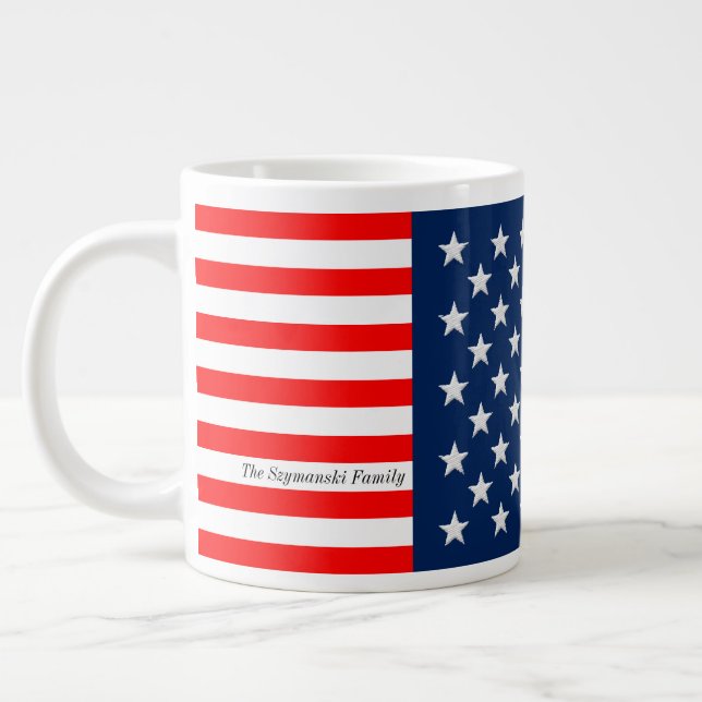 Caneca De Café Grande Bandeira dos Estados Unidos vermelha, branca e (Esquerda)