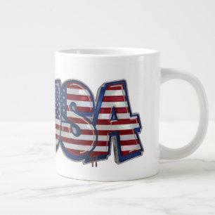 Caneca De Café Grande Bandeira dos EUA Grafite Texto Personalizado