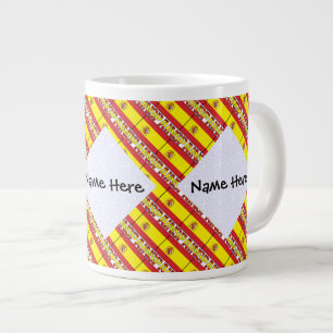 Caneca De Café Grande Bandeira Espanhola Tiled Nome Personalizado