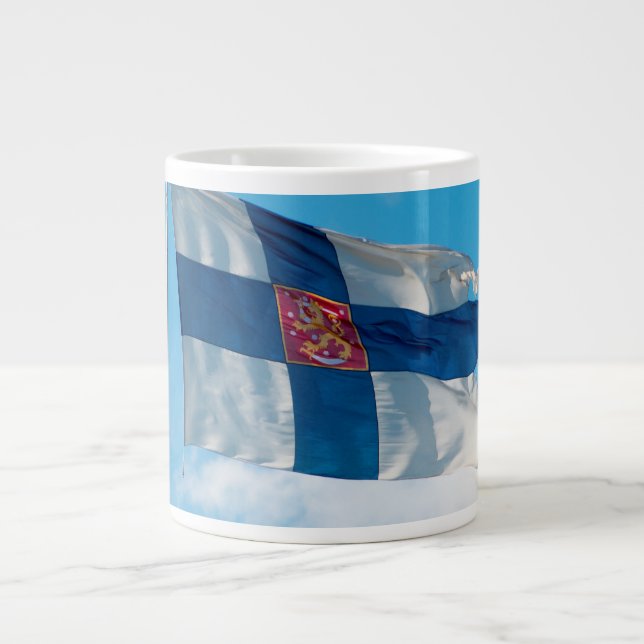 Caneca De Café Grande Bandeira finlandesa (Frente)