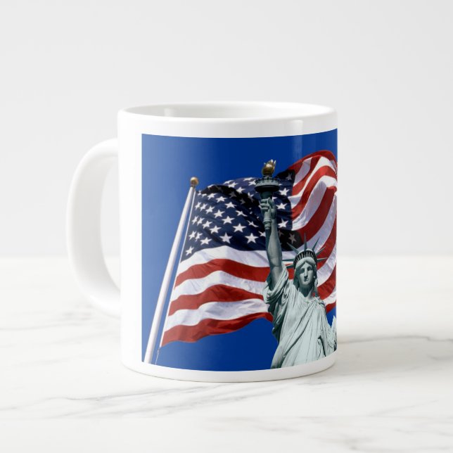 Caneca De Café Grande Bandeira Liberty Mug dos EUA (Frente Esquerda)