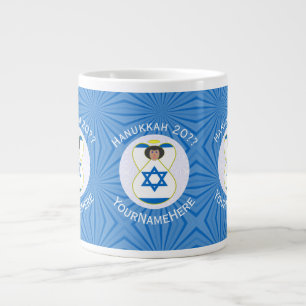 Caneca De Café Grande Bandeira Personalizada de Hanukkah do Anjo Israele