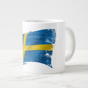 Caneca De Café Grande Bandeira Sueca Pintada