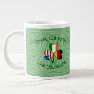 Caneca De Café Grande Bandeiras da Irlanda Alemã Personalizadas Trevo