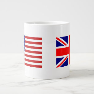 Caneca De Café Grande Bandeiras do Reino Unido e dos EUA Lado a Lado