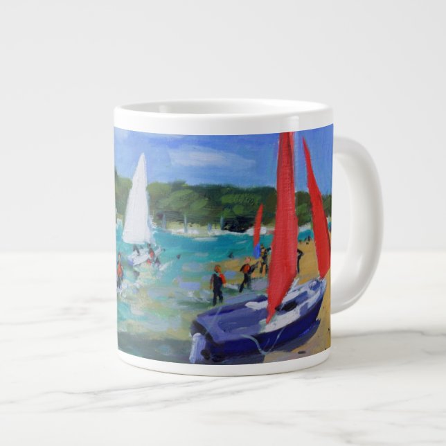 Caneca De Café Grande Barcos de navegação (Frente Esquerda)