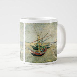 Caneca De Café Grande Barcos de pesca na praia por Vincent van Gogh