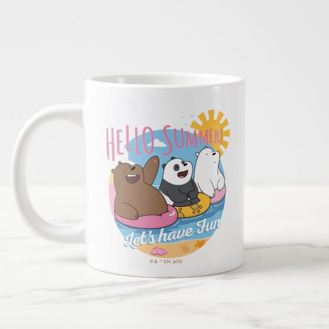 Caneca De Café Grande Bare Bears - Olá Summer! Vamos se divirta (Esquerda)