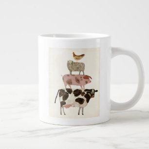 Caneca De Café Grande Barnyard Buds - Vaca, Porco, Ovelha e Hen