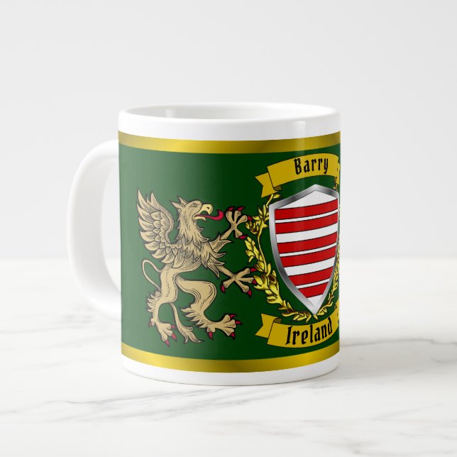 Caneca De Café Grande Barry Irish Shield & Griffins (Frente Esquerda)