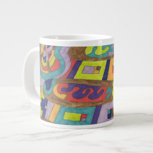 Caneca De Café Grande "Barulho alegre" Abstrato Art
