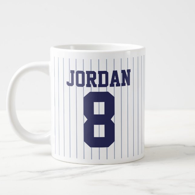 Caneca De Café Grande Baseball Jersey com nome e número personalizados (Esquerda)