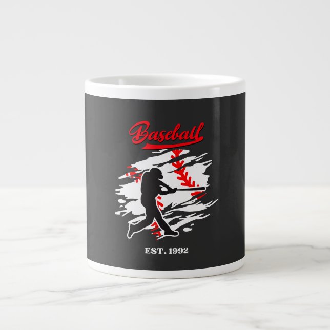 Caneca De Café Grande Baseball Silhouette Graphic Design – EST. 1992 (Frente)