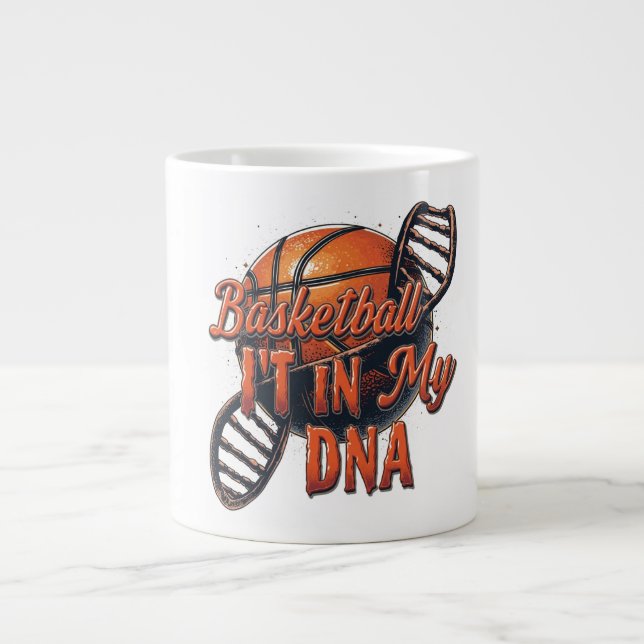 Caneca De Café Grande Basquete Está no Meu DNA (Frente)