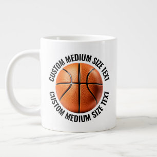 Caneca De Café Grande Basquete Personalizado com Texto Médio Tamanho Cus