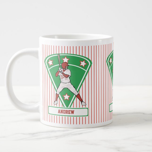 Caneca De Café Grande Bateria de Baseball Personalizada Vermelha (Esquerda)