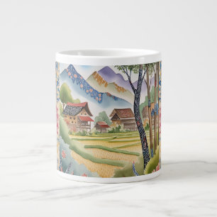 Caneca De Café Grande Batik Art inspirado pela indonésia