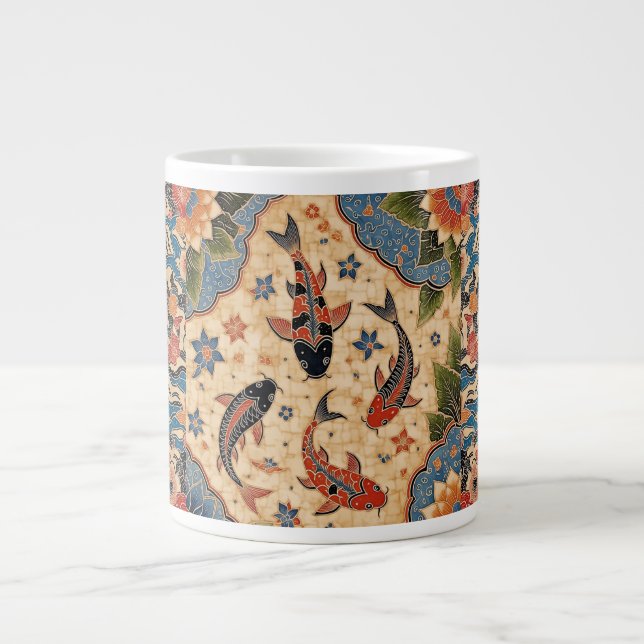 Caneca De Café Grande Batik Koi Fish Dreams,Specialty Mug (Frente)