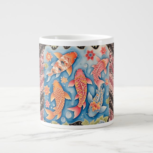 Caneca De Café Grande Batik Koi Fish Love, Specialty Mug (Frente)