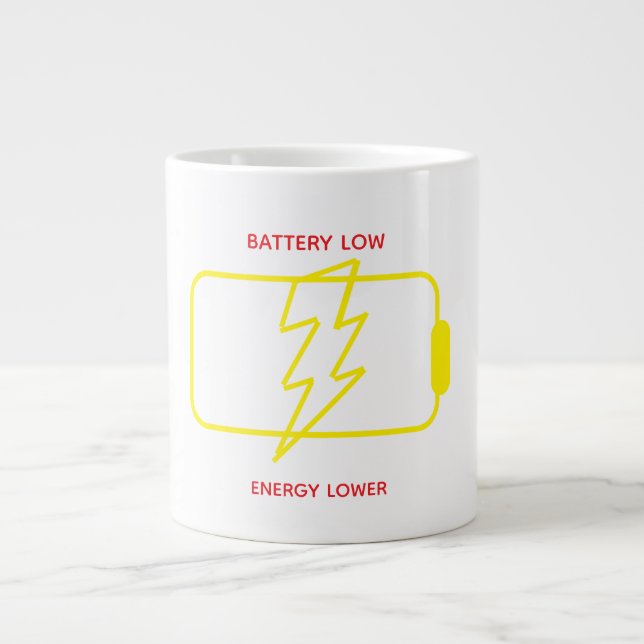 Caneca De Café Grande Battery Low Mug – Funny Energy Low Coffee Mug (Frente)