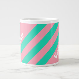 Caneca De Café Grande Beach Breeze Nostalgic Stripes with Name