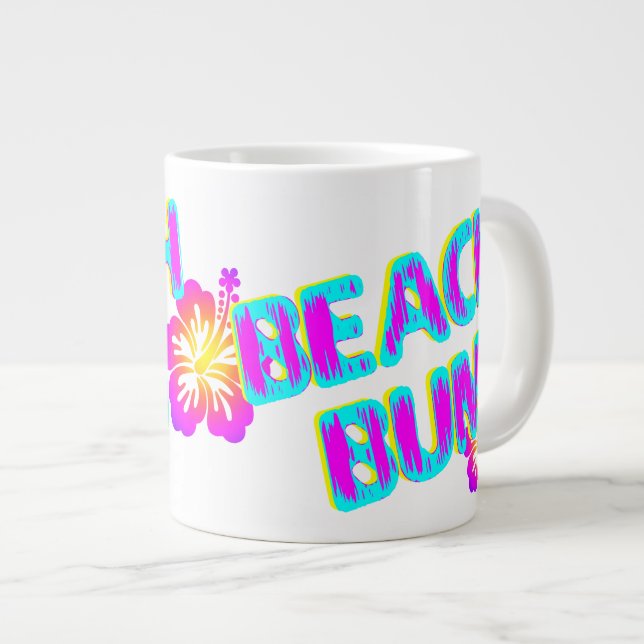 Caneca De Café Grande Beach Bum Funny Dizendo Rosa (Frente Esquerda)