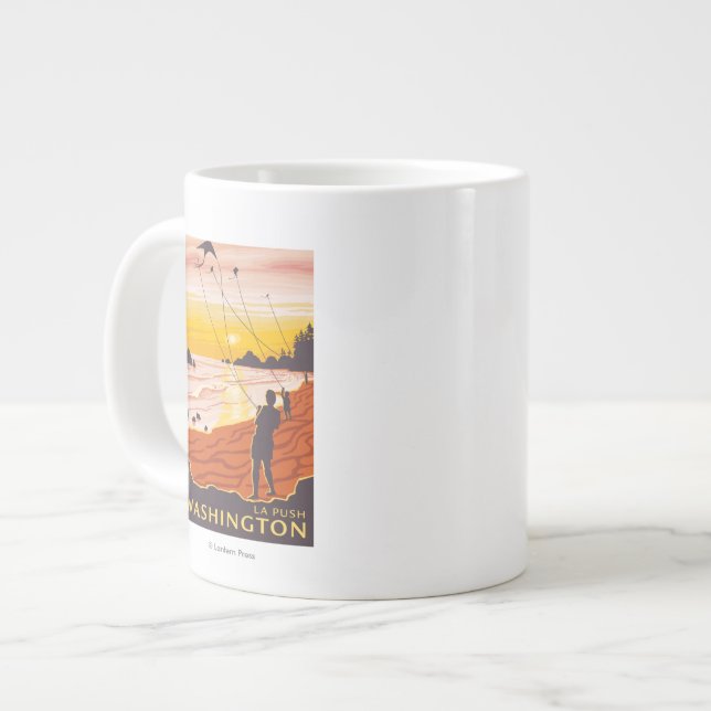 Caneca De Café Grande Beach & Kites - La Push, Washington (Frente Esquerda)