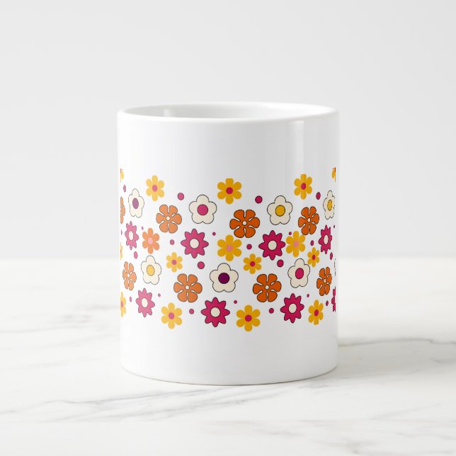 Caneca De Café Grande Beautiful flower pattern mug (Frente)