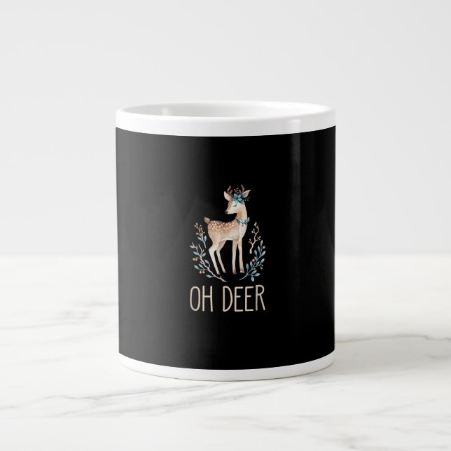 Caneca De Café Grande Beautiful Funny Deer Oh Deer Modern Design  (Frente)