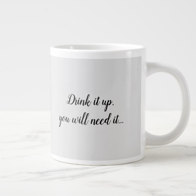 Caneca De Café Grande Beba-o escrevendo engraçado (Direita)
