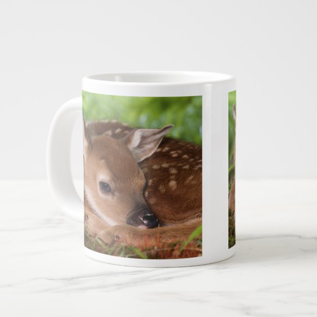 Caneca De Café Grande Bebê Deer de dois dias de cauda branca, Kentucky. (Frente Esquerda)