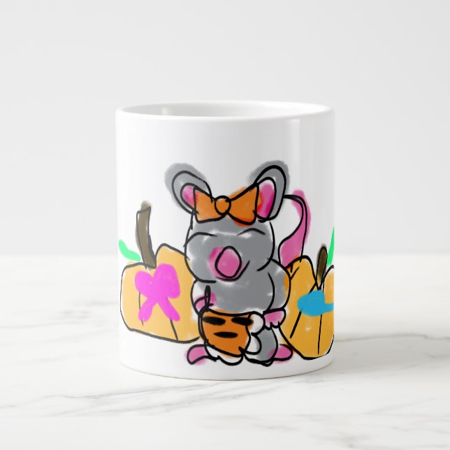 Caneca De Café Grande Bebê do rato revela outono (Frente)