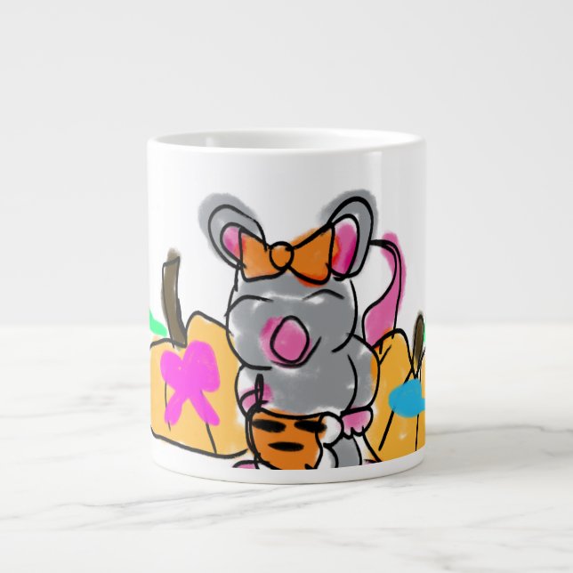 Caneca De Café Grande Bebê do rato revela outono (Frente)
