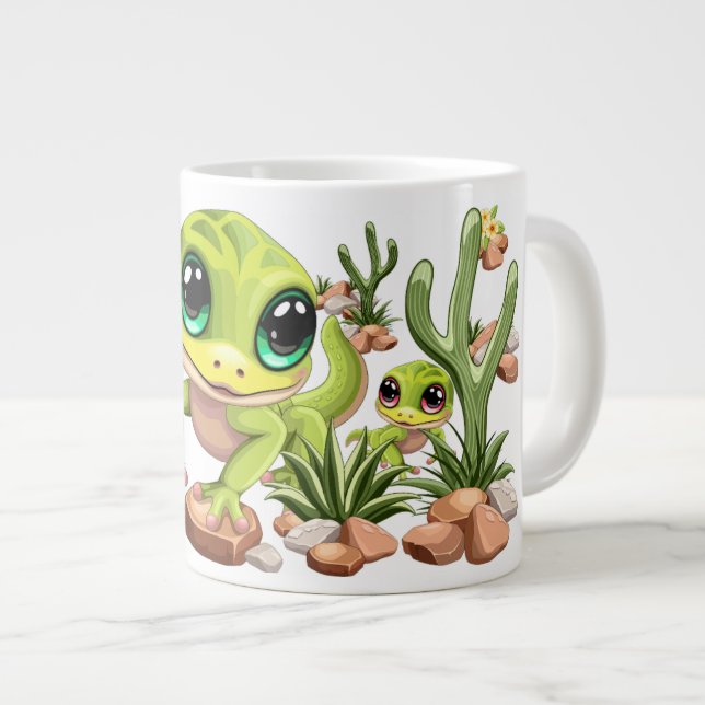 Caneca De Café Grande Bebê Geckos Personagens de desenho animados (Frente Esquerda)
