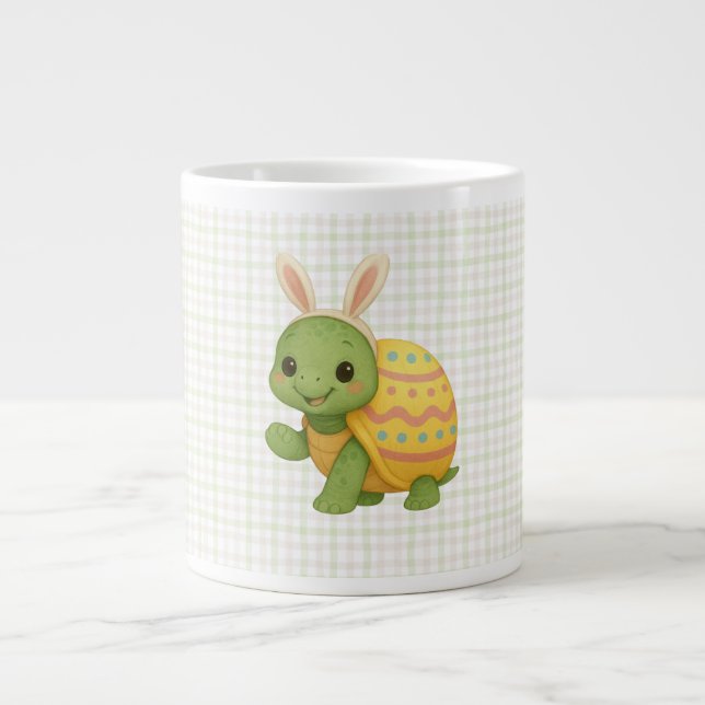 Caneca De Café Grande Bebê tartaruga fofa de Páscoa/Primavera (Frente)