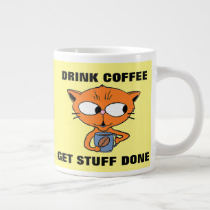 Caneca De Café Grande BEBER CAFÉ FAZ AS COISAS ANDAREM Gato Fofo