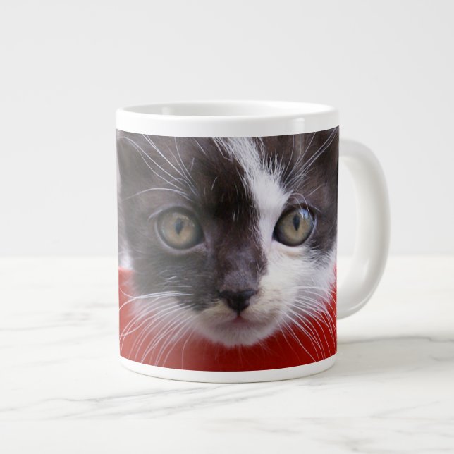Caneca De Café Grande Bebês Mais Pobres | Black & White Kitten (Frente Esquerda)