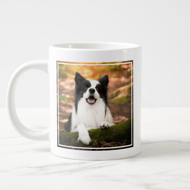Caneca De Café Grande Bebês Mais Pobres | Collie Preto e Branco (Esquerda)