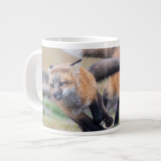 Caneca De Café Grande Bebês Mais Pobres | Fox Pups em Play (Frente Esquerda)