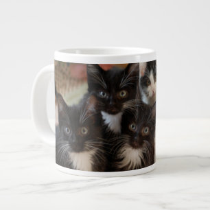 Caneca De Café Grande Bebês Mais Pobres   Gatinhos Pretos e Brancos