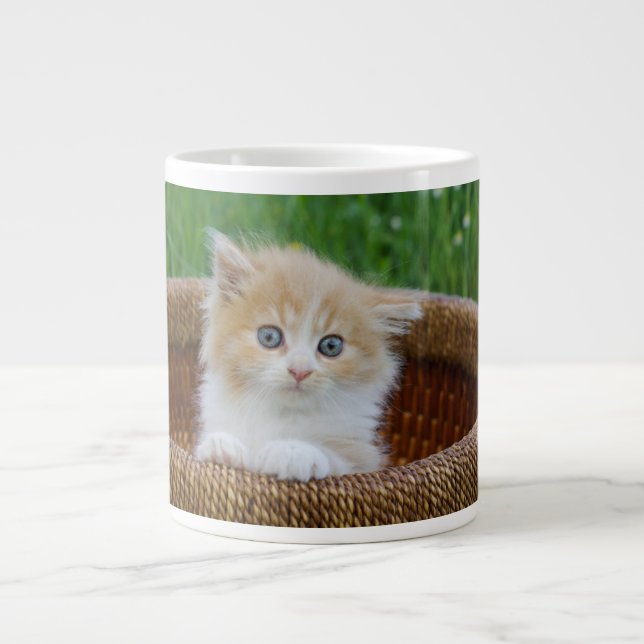 Caneca De Café Grande Bebês Mais Pobres | Kitten Azul (Frente)