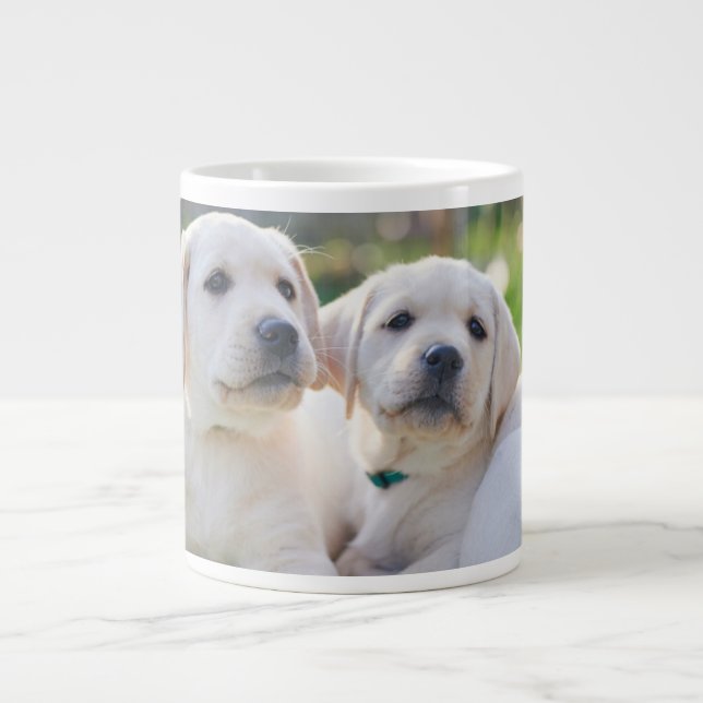 Caneca De Café Grande Bebês Mais Pobres | Labrador Amarelo Retrievers (Frente)