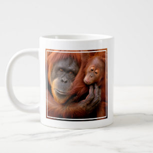 Caneca De Café Grande Bebês Mais Pobres   Orangutan Mãe e Bebê