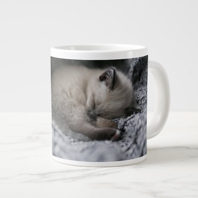 Caneca De Café Grande Bebês Mais Pobres | Pequeno Gato Dormindo (Frente Esquerda)