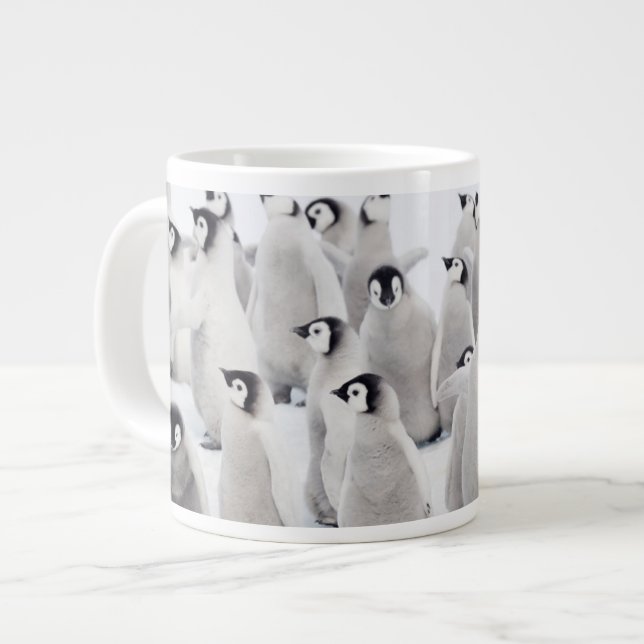Caneca De Café Grande Bebês Mais Pobres | Pintinhos Imperadores Pinguins (Frente Esquerda)