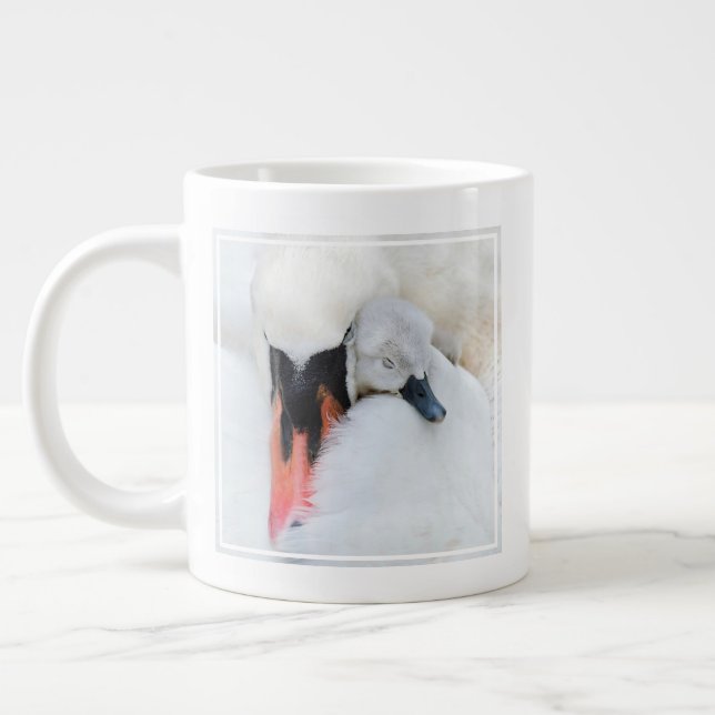 Caneca De Café Grande Bebês Mais Pobres | Swan De Mãe E Bebê (Esquerda)