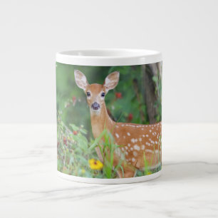 Caneca De Café Grande Bebês Mais Pobres Veado branco em Daisies