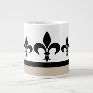 Caneca De Café Grande Beige Swanky Fleur De Lis Jumbo Mug