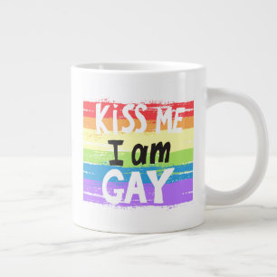 Caneca De Café Grande Beija-Me Eu Sou Gay